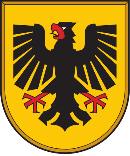 Coat of arms with a black eagle on a yellow background