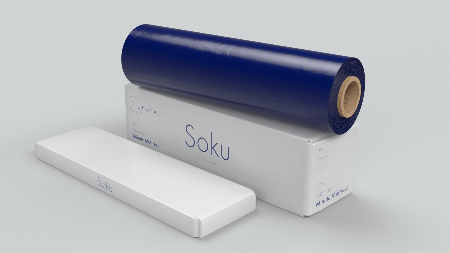 Soku Minute Mattress and Pillowcases with white boxes
